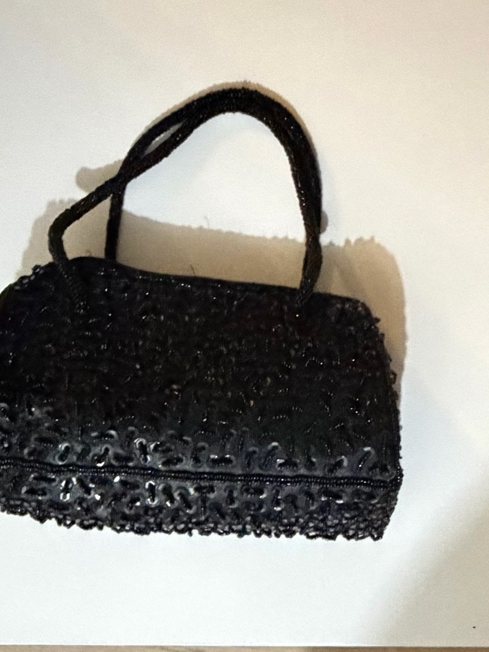 Black Beaded Evening Handbag - Classic Women's Bag